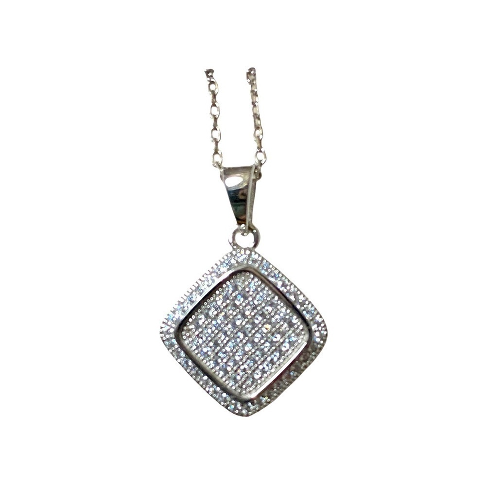 Crystals & Rhodium dipped necklace 18 IN